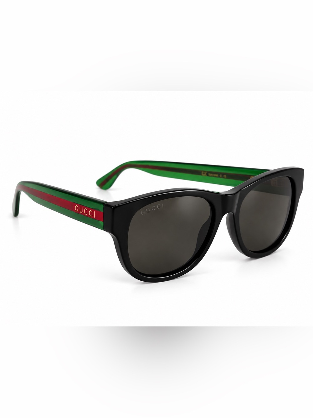 Gucci Black Frame Sunglasses with Green & Red Accent